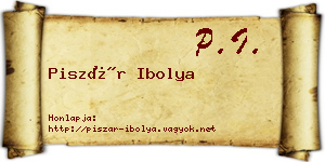 Piszár Ibolya névjegykártya